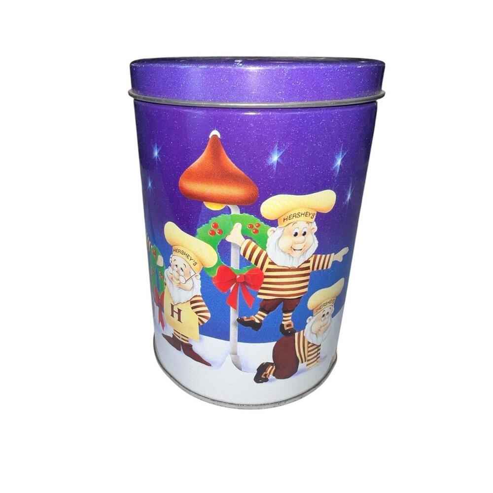 Vintage 1993 Hershey's Kisses Holiday Classics Series Canister #5 Cylinder‎ Tin